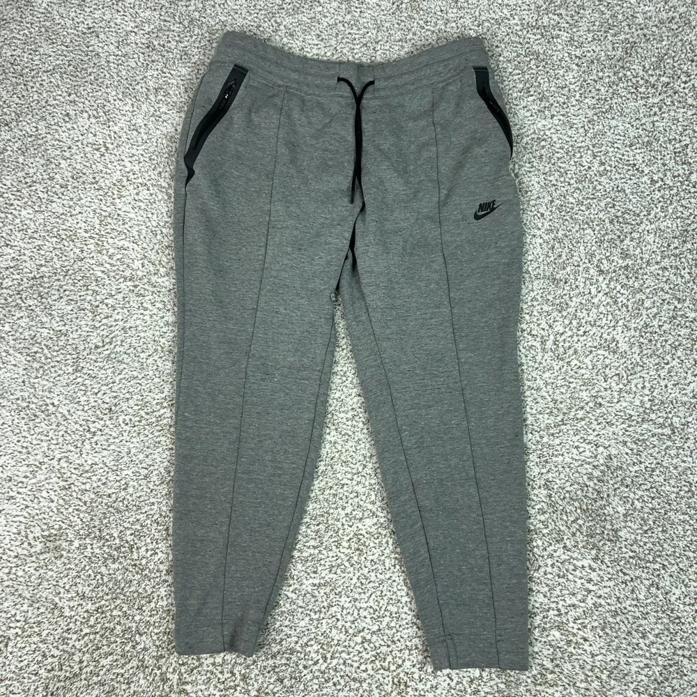 Nike Pants Womens XL Gray Tech Fleece Jogger Zip Pockets Running Gym Sport Logo